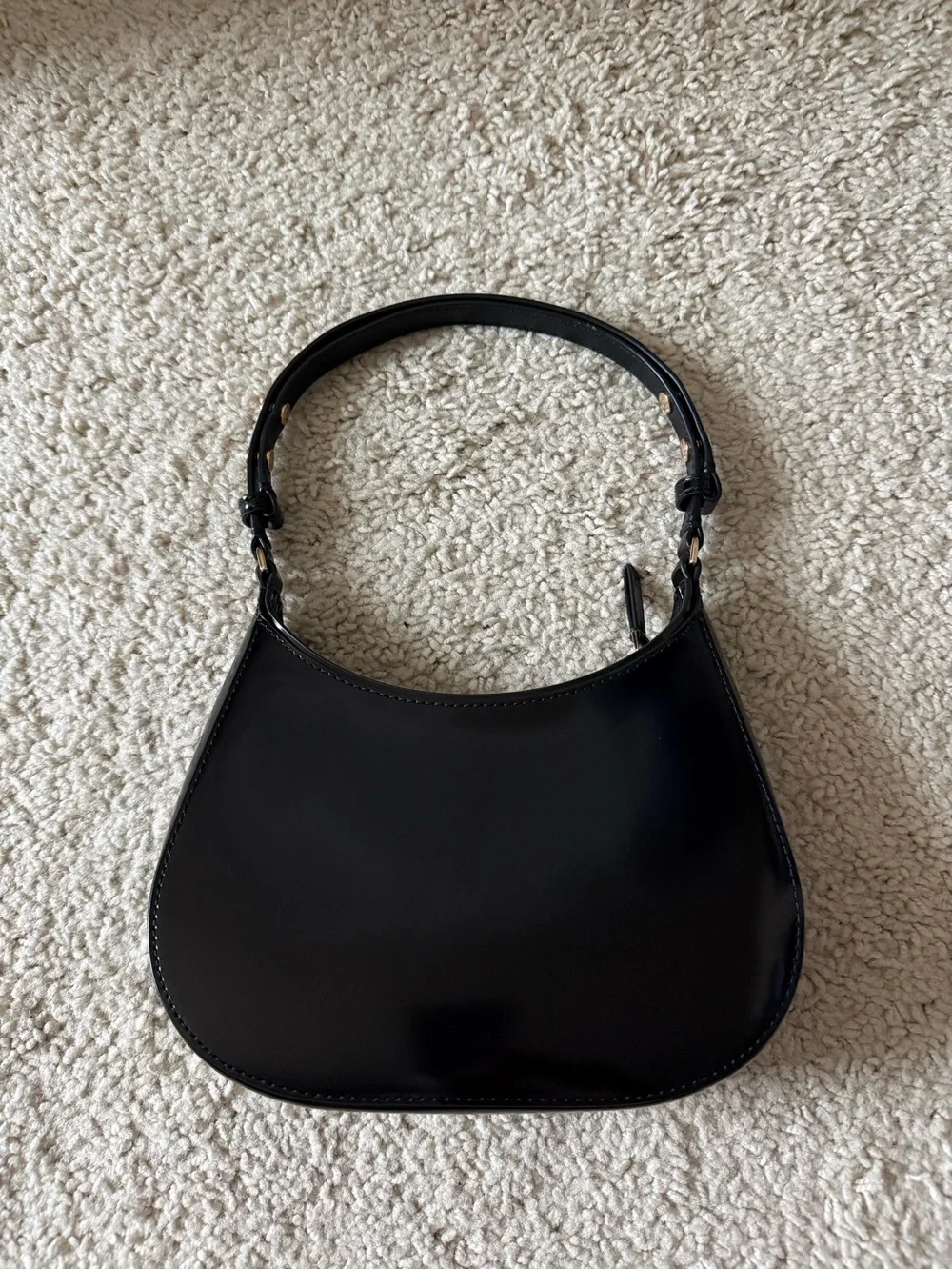 Tory Burch Black Patent Shoulder Bag with Gold Logo